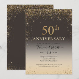 Gold Glitzer Ballon 50 Jahre Jubiläum Einladung