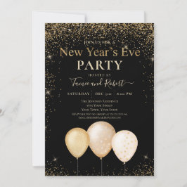 Gold Glitzer Ballons Silvester Party Einladung