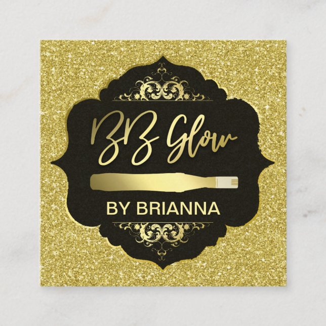 Gold Glitzer BB Glow Treatment Quadratische Visitenkarte (Vorderseite)