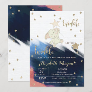 Gold Glitzer Bear Twinkle Little Star Baby Dusche Einladung