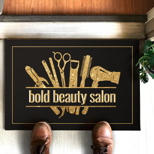 Gold Glitzer Beauty Salon Friseursalon Blck Doorma Fußmatte