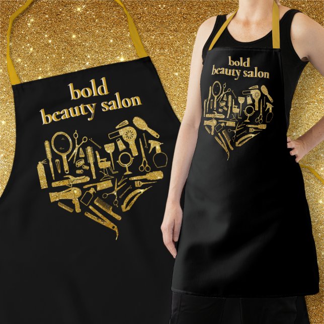 Gold Glitzer Beauty Salon Tools Heart Hair Stylist Schürze (Von Creator hochgeladen)