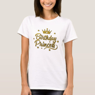 Gold Glitzer Birthday Princess T-Shirt