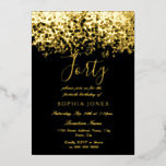 Gold Glitzer Black 40. Geburtstag Party Gold Folieneinladung<br><div class="desc">Gold Glitzer Black 40. Geburtstag Party Gold Foil Einladung Weitere Einladungen in unserem Nest und Nest Store</div>