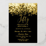Gold Glitzer Black 50. Geburtstagsparty Gold Folieneinladung<br><div class="desc">Gold Glitzer Black 50th Birthday Party Gold Foil Einladung Weitere Einladungen in unserem Nest und Nest Store</div>