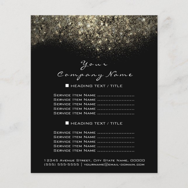 Gold Glitzer Black Abstrakt Confetti Preise Flyer (Vorne)