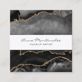 Gold Glitzer Black Agate Square Business Card Quadratische Visitenkarte