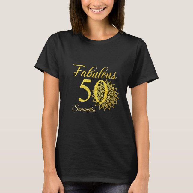 Gold Glitzer Black Fabulous 50. Geburtstag T-Shirt (Vorderseite)