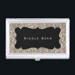 Gold Glitzer & Black Frame Visitenkartenhalter Visitenkarten Dose<br><div class="desc">Gold Glitzer & Black Frame Visitenkarte Inhaber. Passen Sie den Text an oder verließ ihn leer.</div>