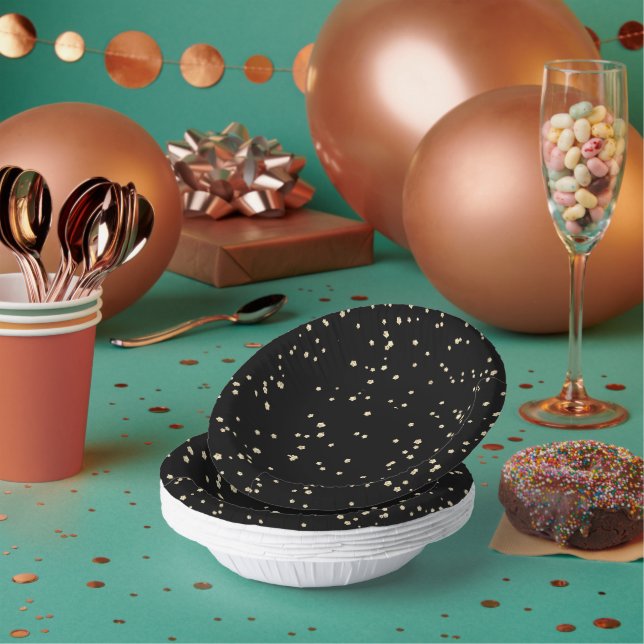 Gold Glitzer Black New Year's Eve Pappteller (Multi)