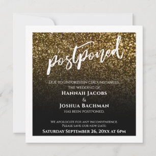 Gold Glitzer Black Ombre Hochzeitskarte verschoben Einladung