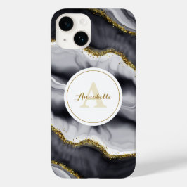 Gold Glitzer Black Personalize Case-Mate iPhone 14 Hülle