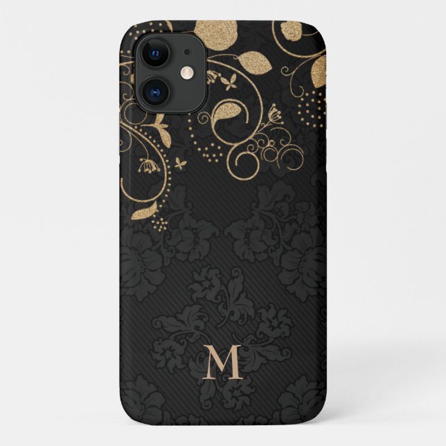 Gold-Glitzer-Blätter Case-Mate iPhone Hülle (Rückseite)