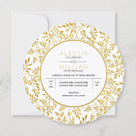 Gold Glitzer Blätter Muster moderne Hochzeit Einladung