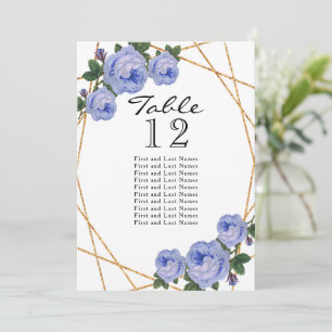 Gold Glitzer Blue Floral Geo Table Keine Sitzplätz Ankündigung