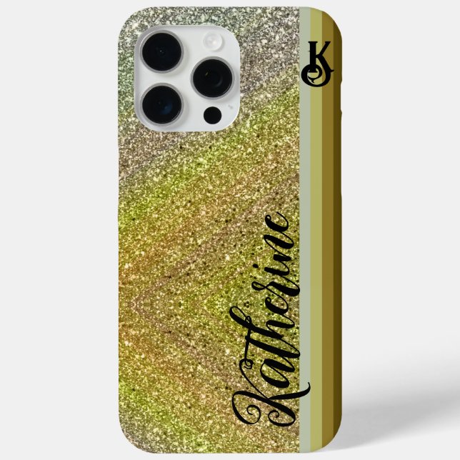 Gold Glitzer Blush Monogram Case-Mate iPhone Hülle (Rückseite)