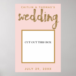 Gold Glitzer Blush Pink Wedding Foto Booth Prop Poster