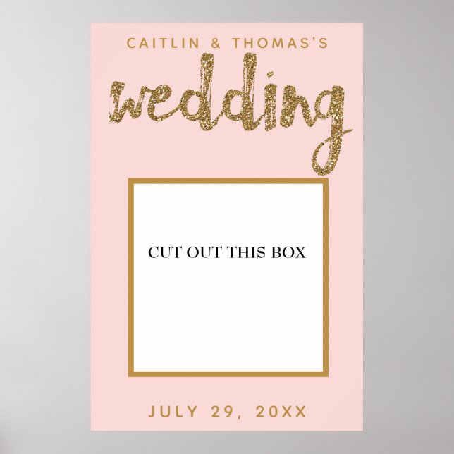 Gold Glitzer Blush Pink Wedding Foto Booth Prop Poster (Vorne)