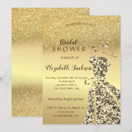 Gold Glitzer Bokeh, Sequins Dress Brautparty Einladung