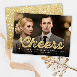 Gold Glitzer Bold Cheers Modernes New Year Foto Feiertagskarte