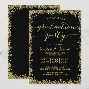 Gold-Glitzer-Border Typografy Graduation Party Einladung
