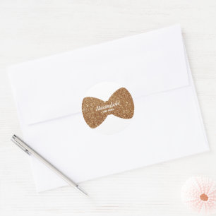Gold Glitzer Boy Bow Krawatte Babydusche Runder Aufkleber