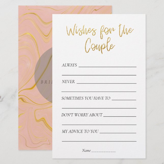 Gold Glitzer Brautparty Wünsche für das Paar (Vorne/Hinten)