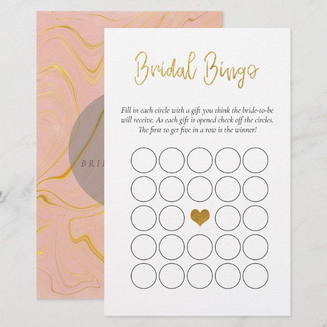 Gold Glitzer Bridal Bingo Brautparty (Vorne/Hinten)