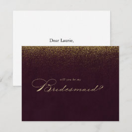 Gold Glitzer Bridesmaid Vorschlag Note Card Mitteilungskarte
