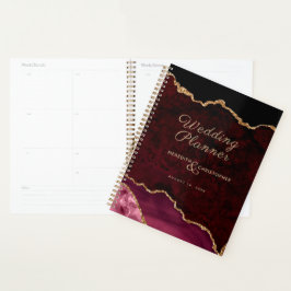 Gold Glitzer Burgundy Agate Wedding Planner Planer