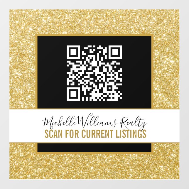 Gold-Glitzer-Business-Fenster-Verkleidung mit QR-C Fensteraufkleber (Blatt)