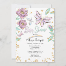 Gold Glitzer Butterfly and Flower Girl Babydusche