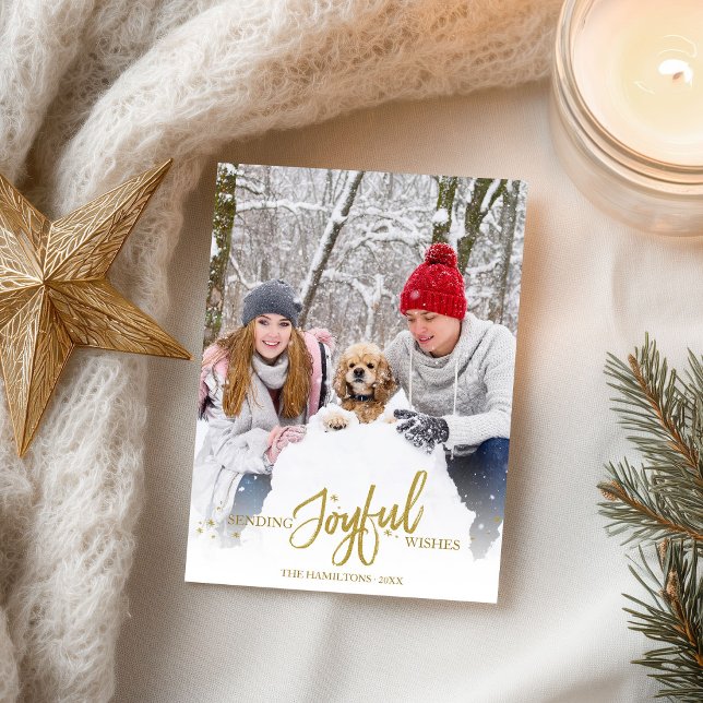 Gold Glitzer Calligraphy Foto Weihnachtsfeiertage Postkarte (Von Creator hochgeladen)