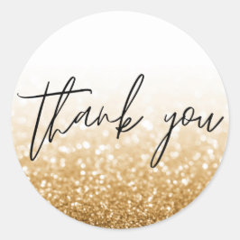 Gold Glitzer Calligraphy Vielen Dank Runder Aufkleber