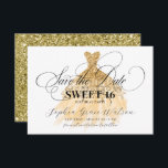 Gold Glitzer Chic Dress Sweet 16 Geburtstag Save The Date<br><div class="desc">Gold Glitzer Chic Dress Sweet 16 Geburtstag Save the Date</div>