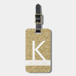 Gold Glitzer Chic Minimal Modernes Mit Monogramm Gepäckanhänger