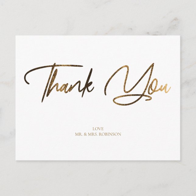 Gold Glitzer Chic & White Vielen Dank für Ihr Inte Postkarte (Vorderseite)