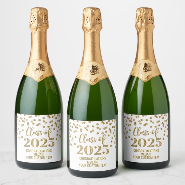 Gold Glitzer Class 2025 Abschluss (Flaschen)