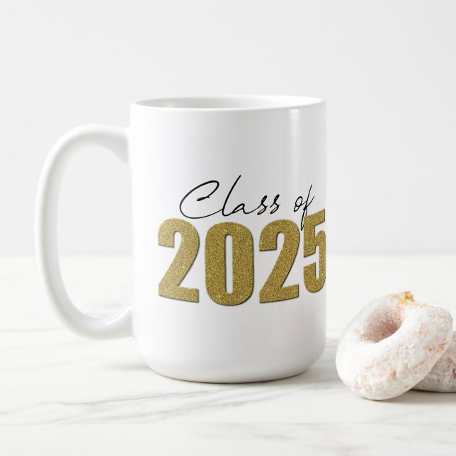 Gold Glitzer Class 2025 Kaffeetasse (Mit Donut)