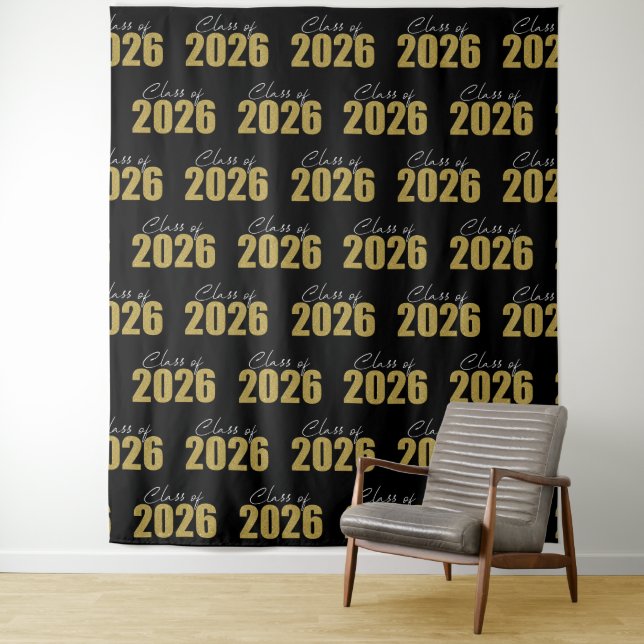 Gold Glitzer Class 2026 Foto Hintergrund Wandteppich (Beispiel)