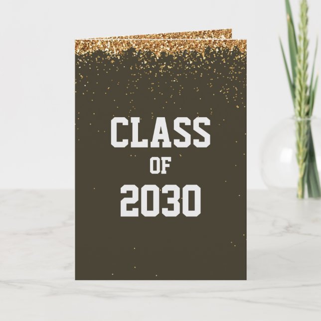 Gold Glitzer Class of Abschluss Karte (Vorderseite)