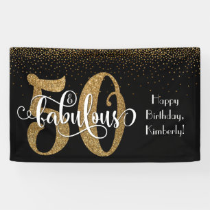 Gold Glitzer Confetti 50 & Fantastisches Glück Ge Banner