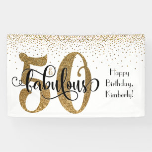 Gold Glitzer Confetti 50 & Fantastisches Glück Ge Banner