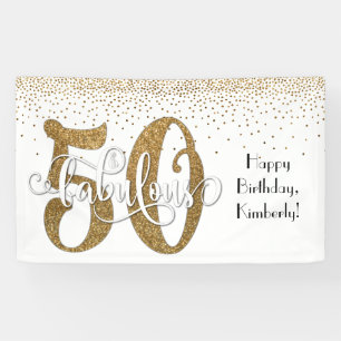 Gold Glitzer Confetti 50 & Fantastisches Glück Geb Banner