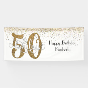 Gold Glitzer Confetti 50 & Fantastisches Glück Geb Banner