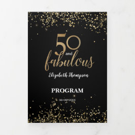 Gold Glitzer Confetti 50 und fabelhaftes Custom Fo Dreifach Gefaltete Karte