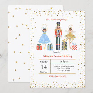 Gold Glitzer Confetti Birthday Einladung Nutcracke