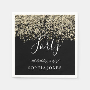 Gold Glitzer Confetti Black 40. Geburtstag Party Serviette