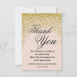 Gold Glitzer Confetti Blush Pink Danke Karten