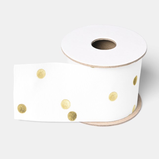 Gold Glitzer Confetti Dot Polka 3" Multifunktionsl Ripsband (Spule)